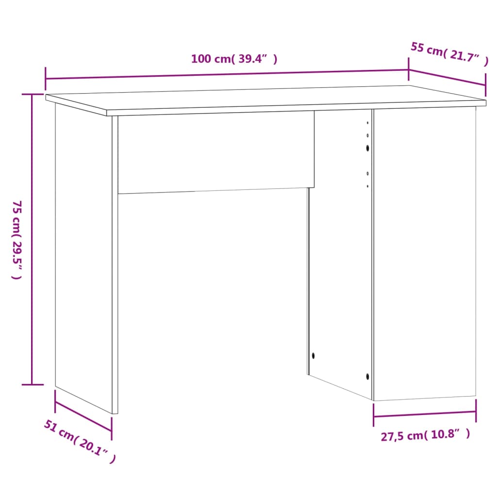 Bureau chêne sonoma 100x55x75 cm bois d'ingénierie - XIOS