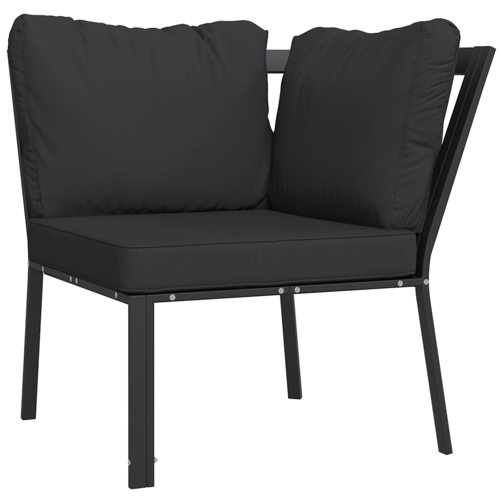 Salon de jardin 5 pcs avec coussins gris acier