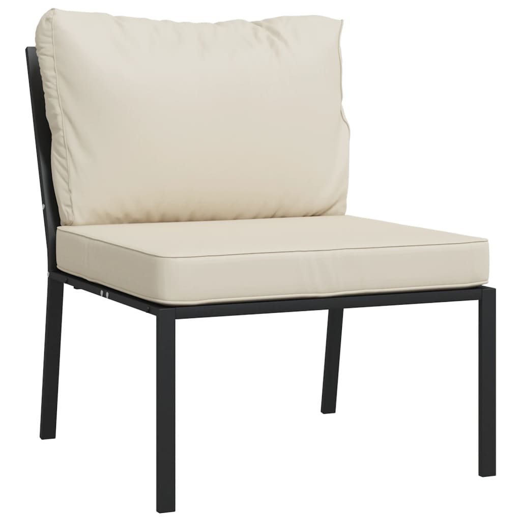 Salon de jardin 6 pcs avec coussins sable acier