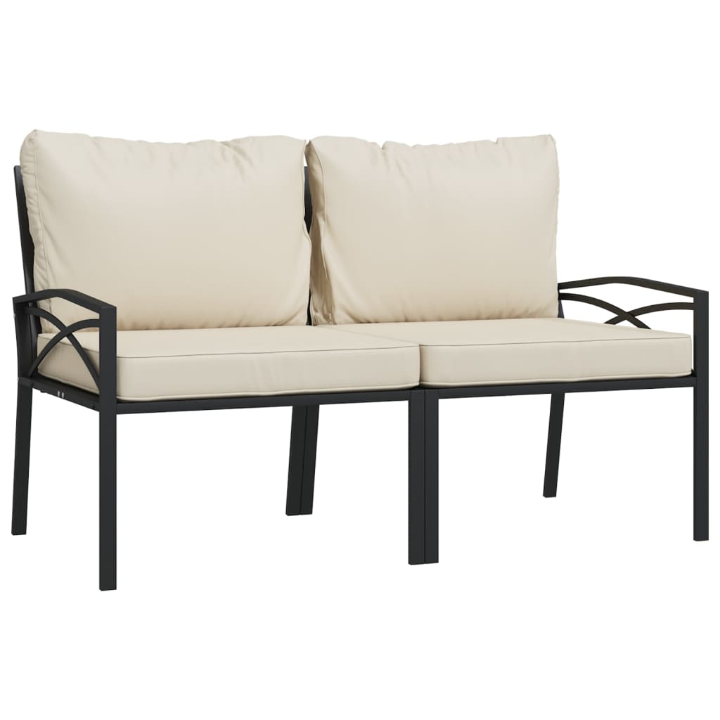 Salon de jardin 7 pcs avec coussins sable acier