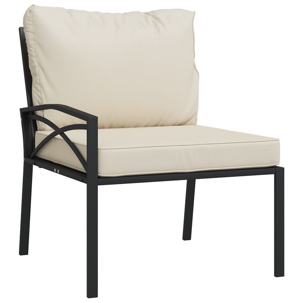 Salon de jardin 6 pcs avec coussins sable acier
