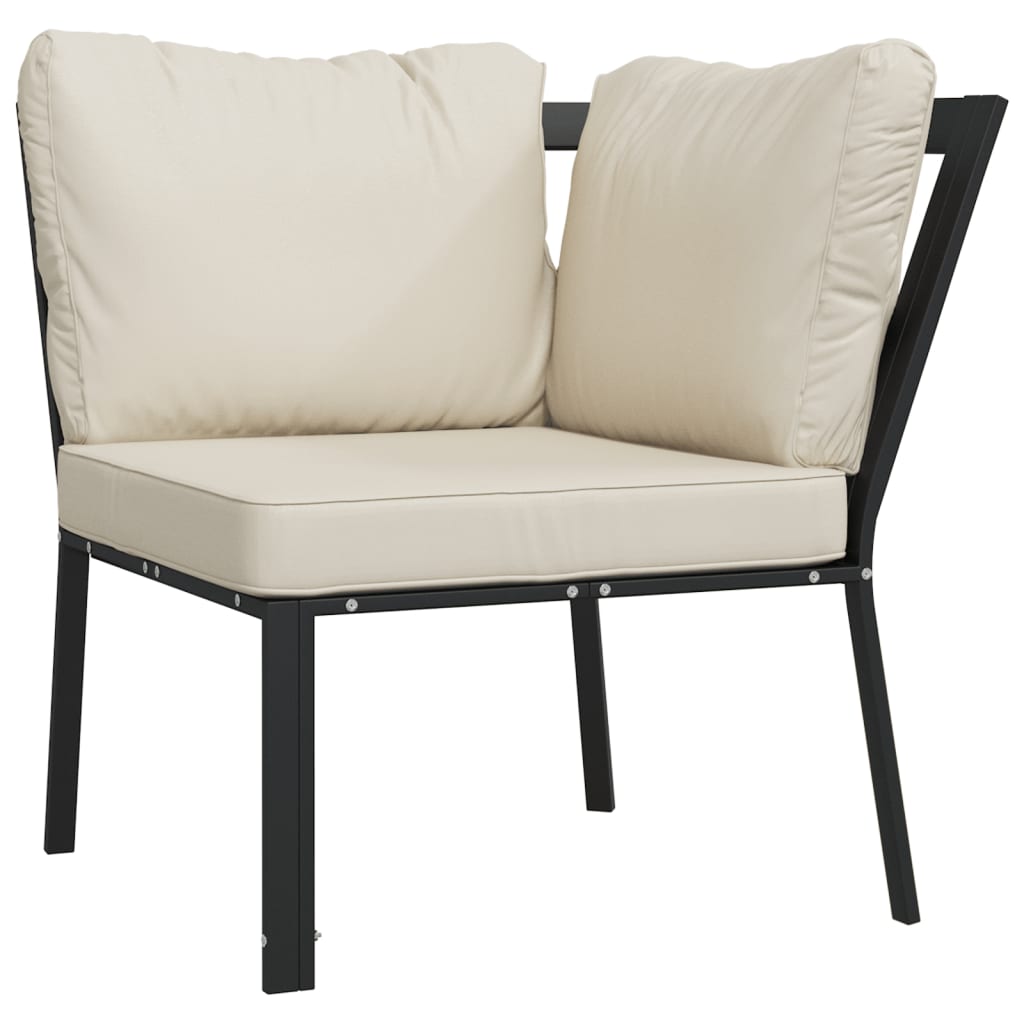 Salon de jardin 5 pcs avec coussins sable acier