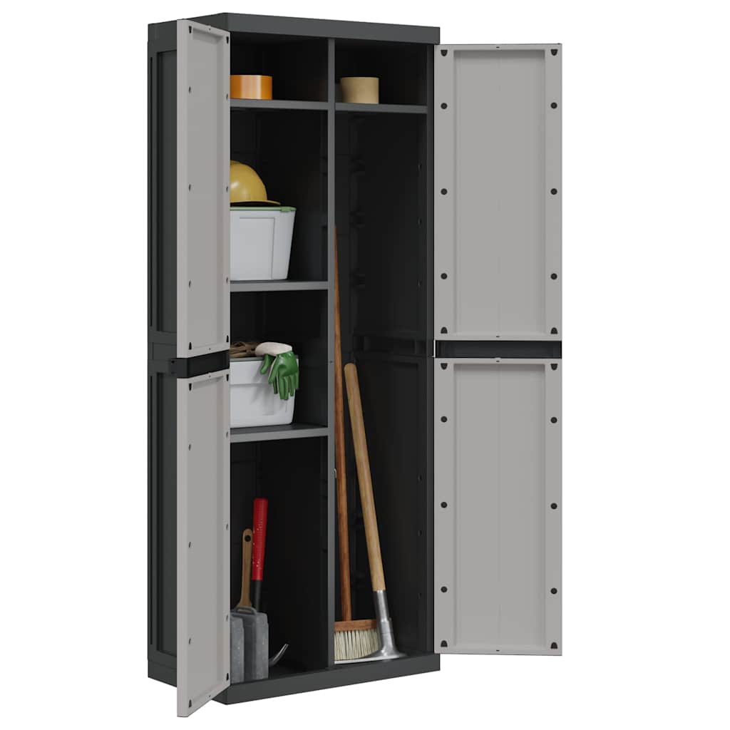 Armoire de rangement d'extérieur gris et noir 65x37x165 cm PP - XIOS