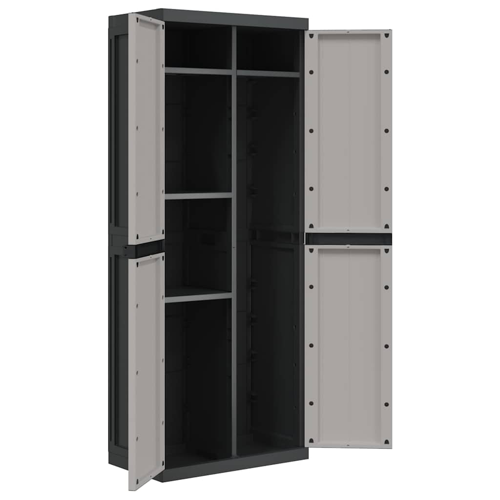 Armoire de rangement d'extérieur gris et noir 65x37x165 cm PP - XIOS