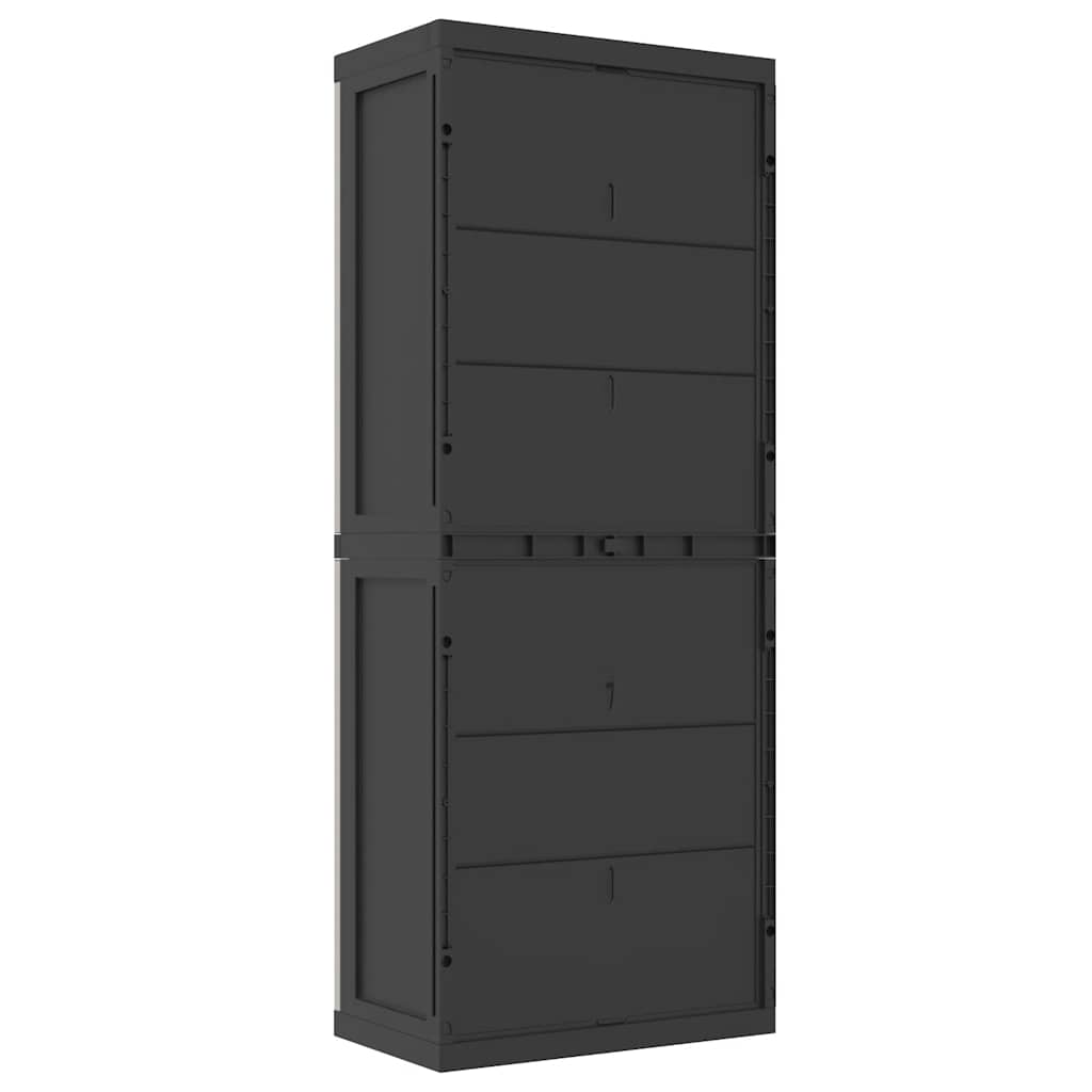 Armoire de rangement d'extérieur gris et noir 65x37x165 cm PP - XIOS