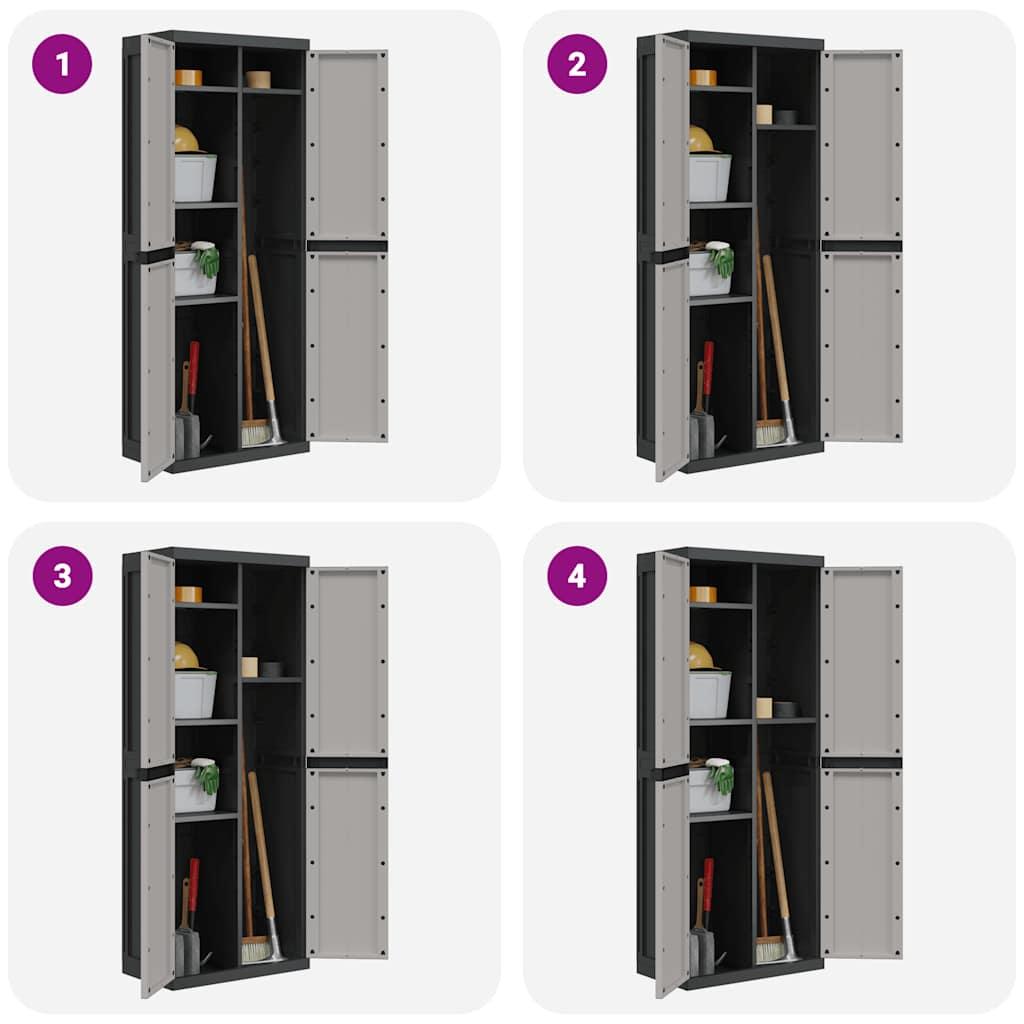 Armoire de rangement d'extérieur gris et noir 65x37x165 cm PP - XIOS