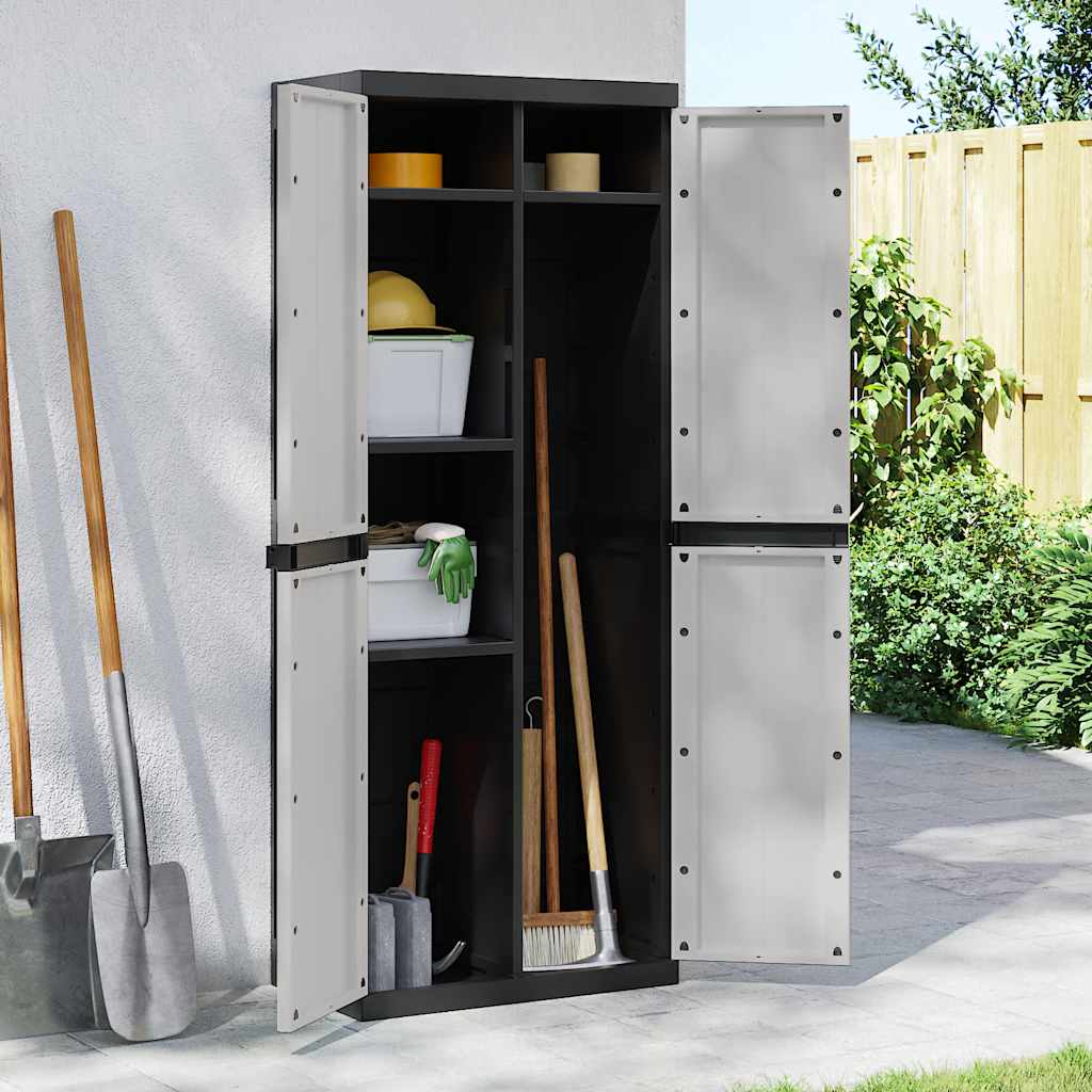 Armoire de rangement d'extérieur gris et noir 65x37x165 cm PP - XIOS