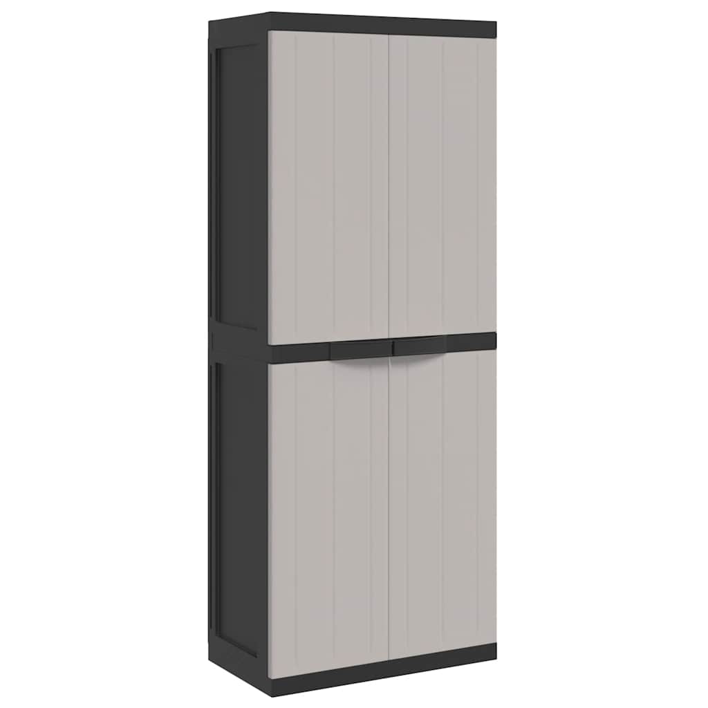 Armoire de rangement d'extérieur gris et noir 65x37x165 cm PP - XIOS