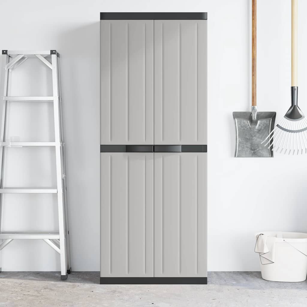 Armoire de rangement d'extérieur gris et noir 65x37x165 cm PP - XIOS