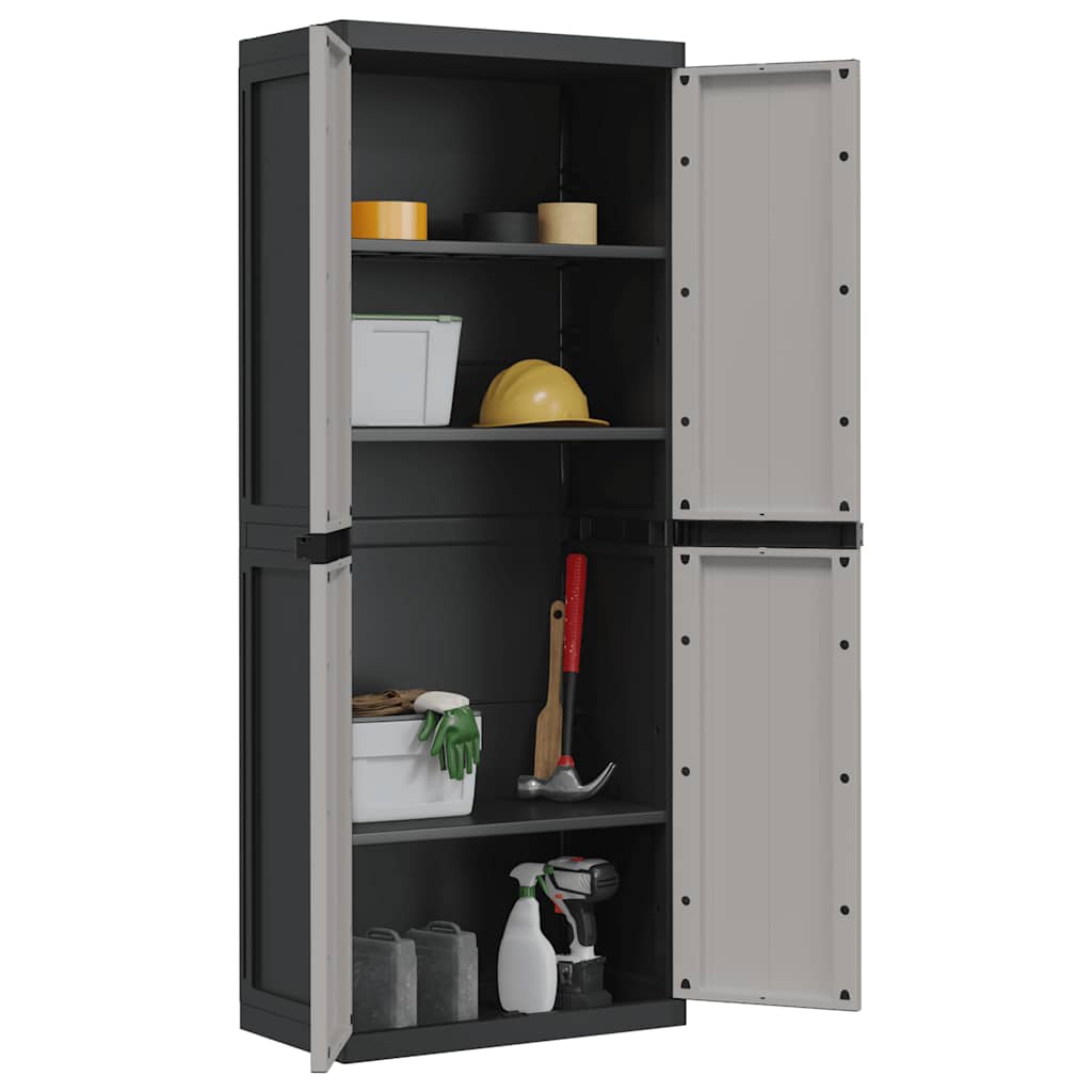 Armoire de rangement d'extérieur gris et noir 65x37x165 cm PP - XIOS
