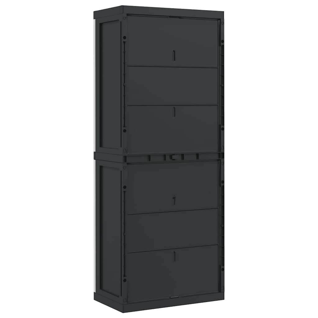 Armoire de rangement d'extérieur gris et noir 65x37x165 cm PP - XIOS
