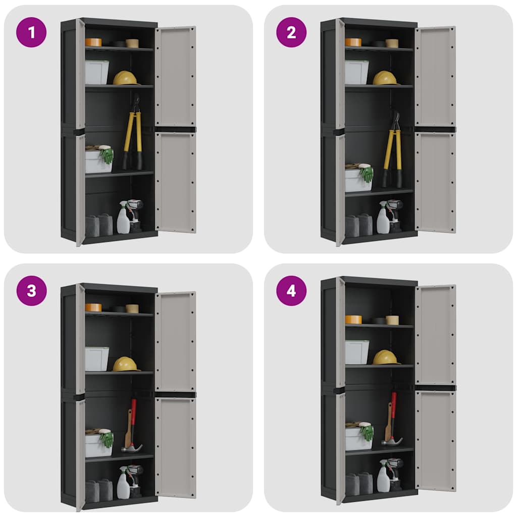 Armoire de rangement d'extérieur gris et noir 65x37x165 cm PP - XIOS
