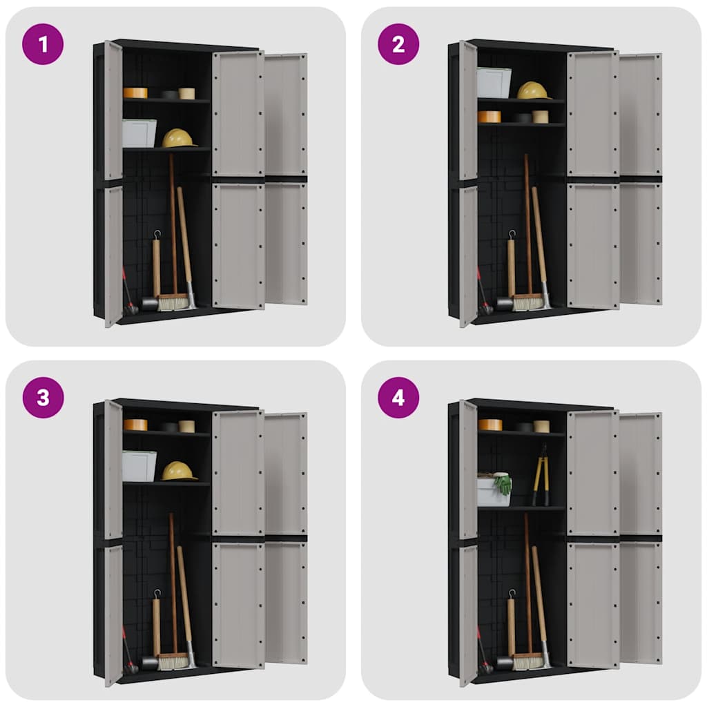 Armoire de rangement d'extérieur gris et noir 97x37x165 cm PP - XIOS