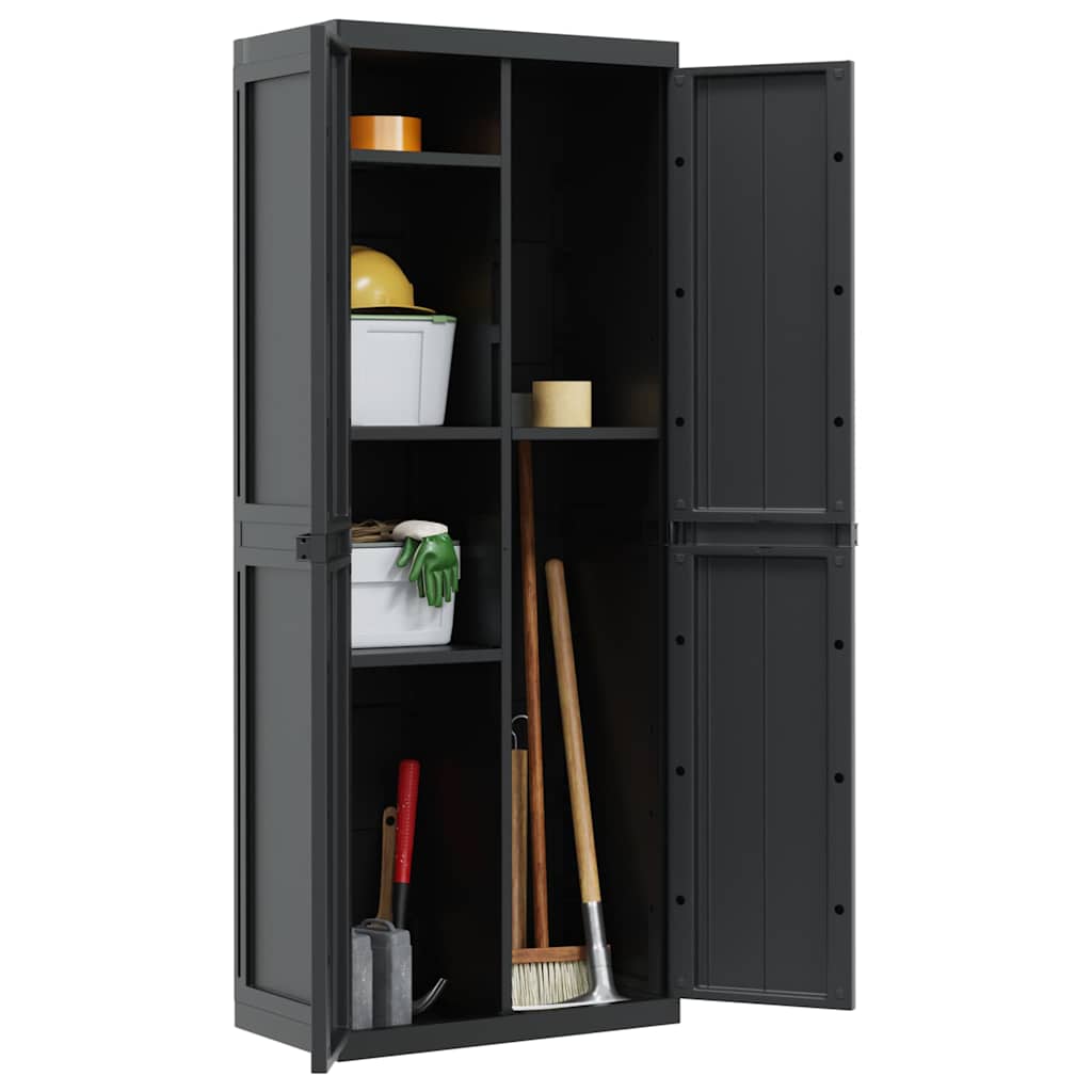 Armoire de rangement d'extérieur noir 65x37x165 cm PP - XIOS