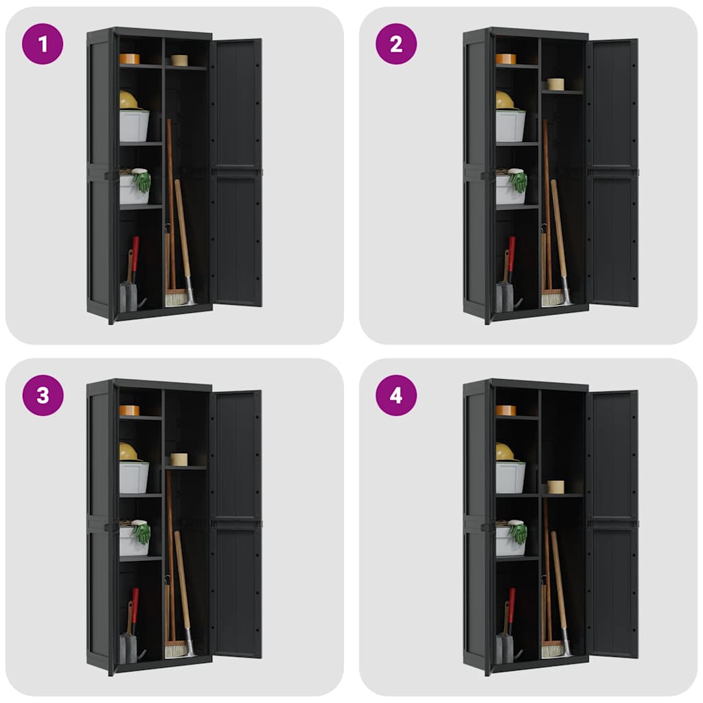 Armoire de rangement d'extérieur noir 65x37x165 cm PP - XIOS