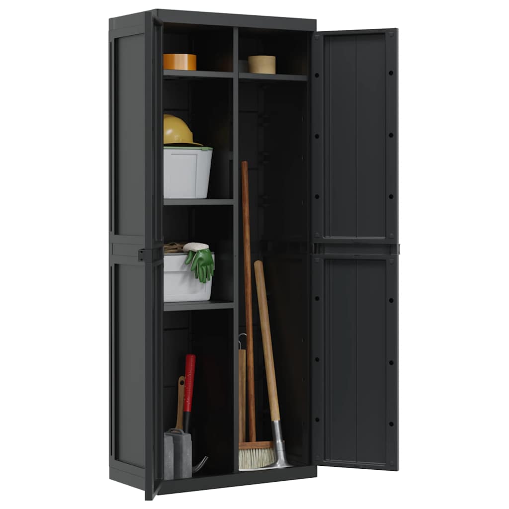 Armoire de rangement d'extérieur noir 65x37x165 cm PP - XIOS