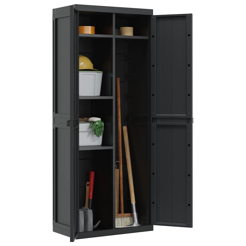 Armoire de rangement d'extérieur noir 65x37x165 cm PP - XIOS