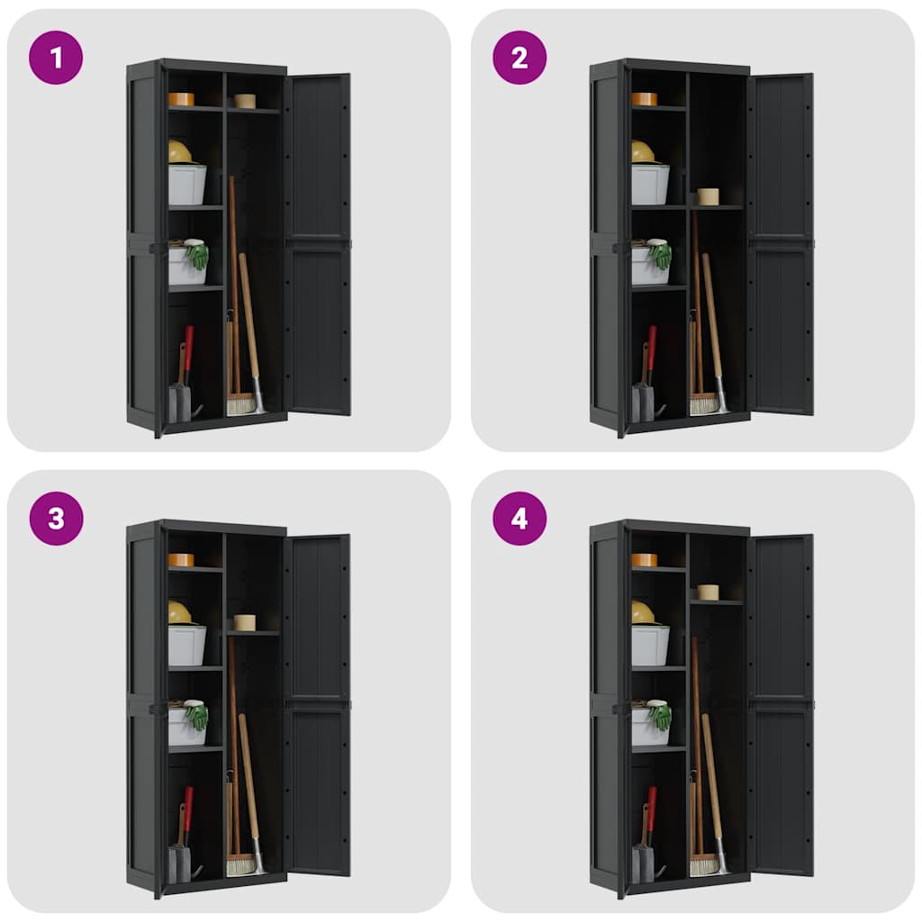 Armoire de rangement d'extérieur noir 65x37x165 cm PP - XIOS