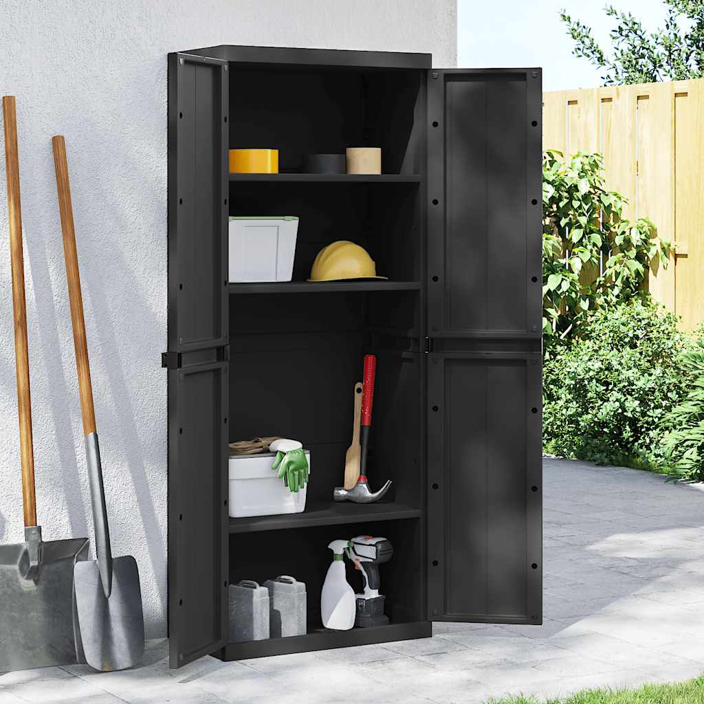 Armoire de rangement d'extérieur noir 65x37x165 cm PP - XIOS