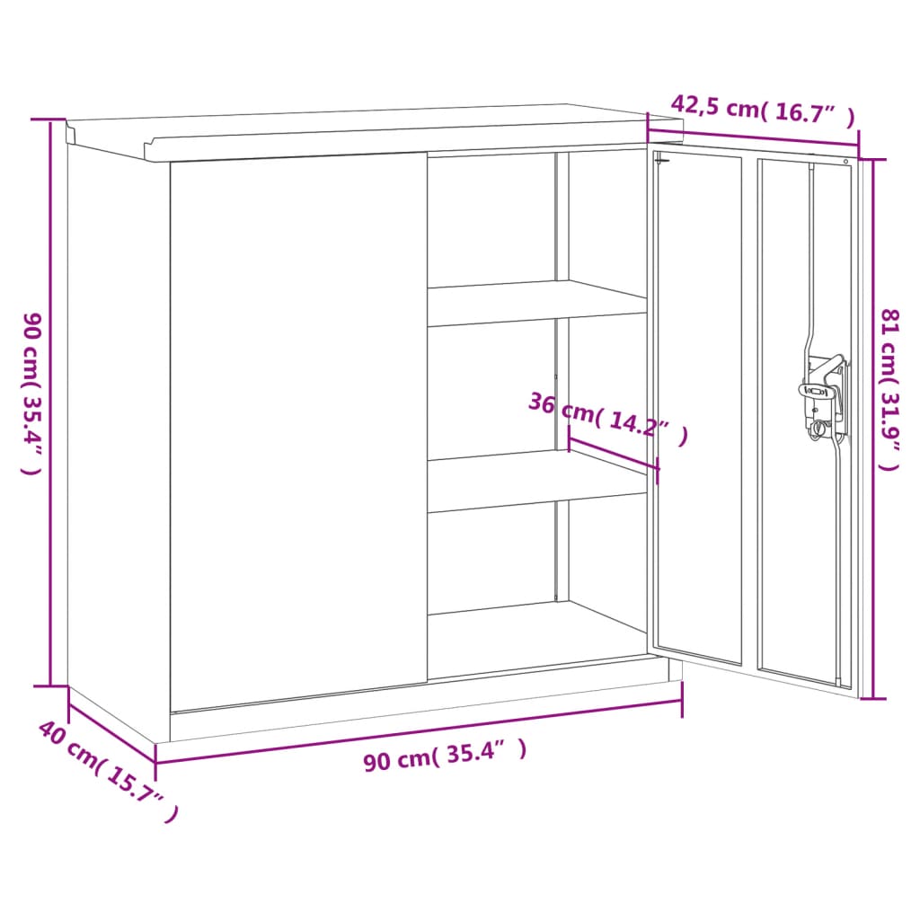 Classeur anthracite 90x40x90 cm acier