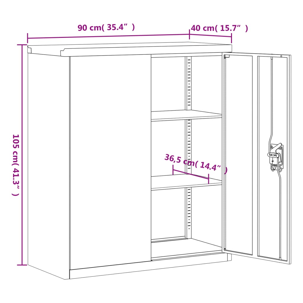 Classeur anthracite 90x40x105 cm acier - XIOS