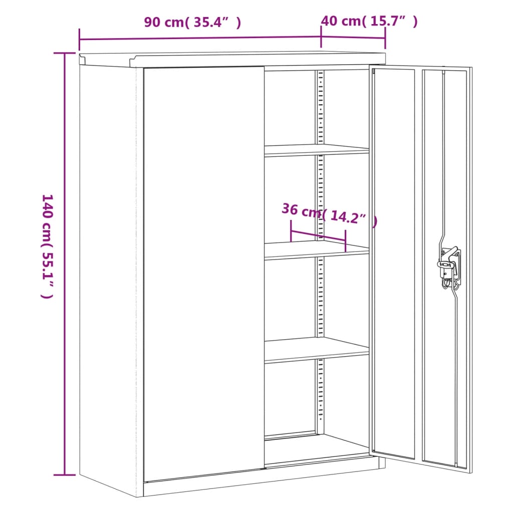Classeur blanc 90x40x140 cm acier - XIOS