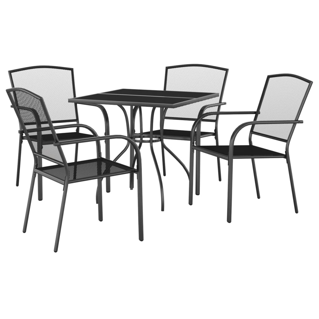 Ensemble à manger de jardin 5 pcs anthracite acier