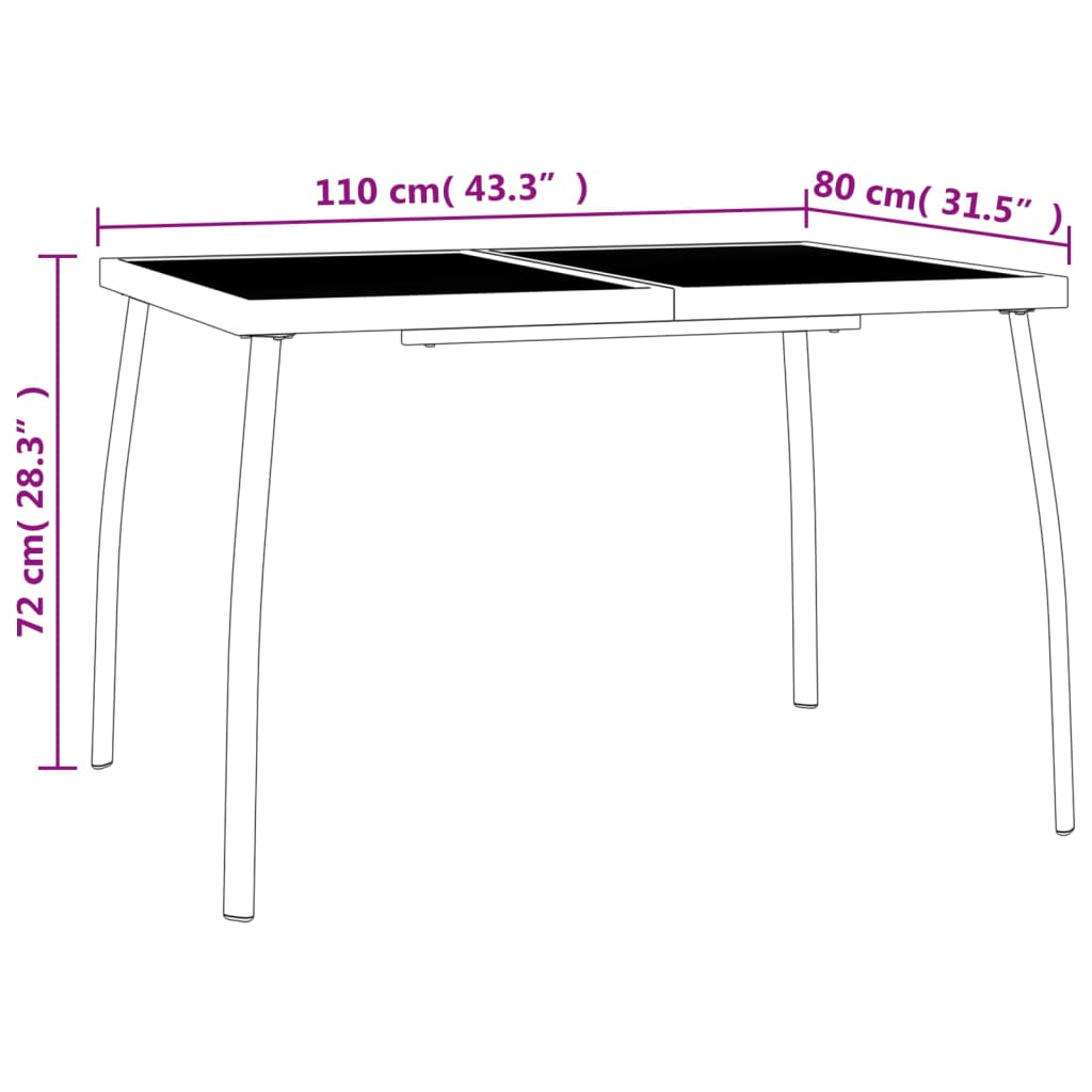 Ensemble à manger de jardin 3 pcs anthracite acier