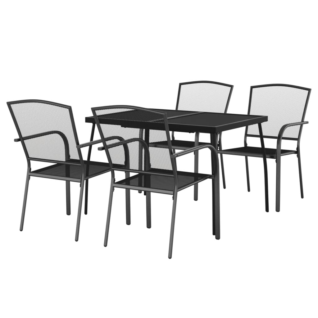 Ensemble à manger de jardin 5 pcs anthracite acier