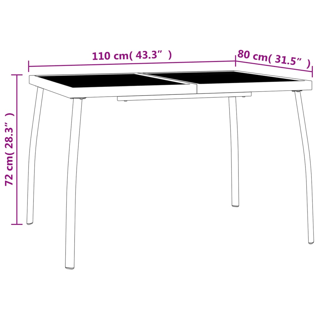 Ensemble à manger de jardin 5 pcs anthracite acier