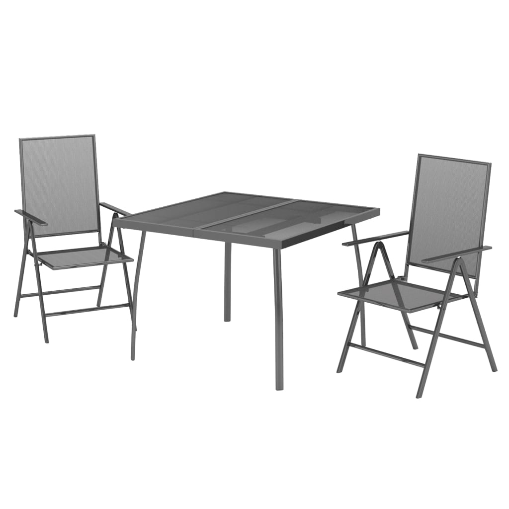 Ensemble à manger de jardin 3 pcs anthracite acier