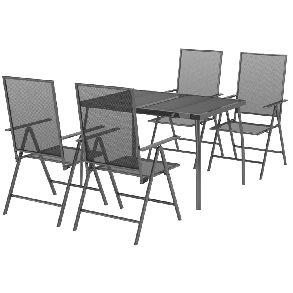 Ensemble à manger de jardin 5 pcs anthracite acier