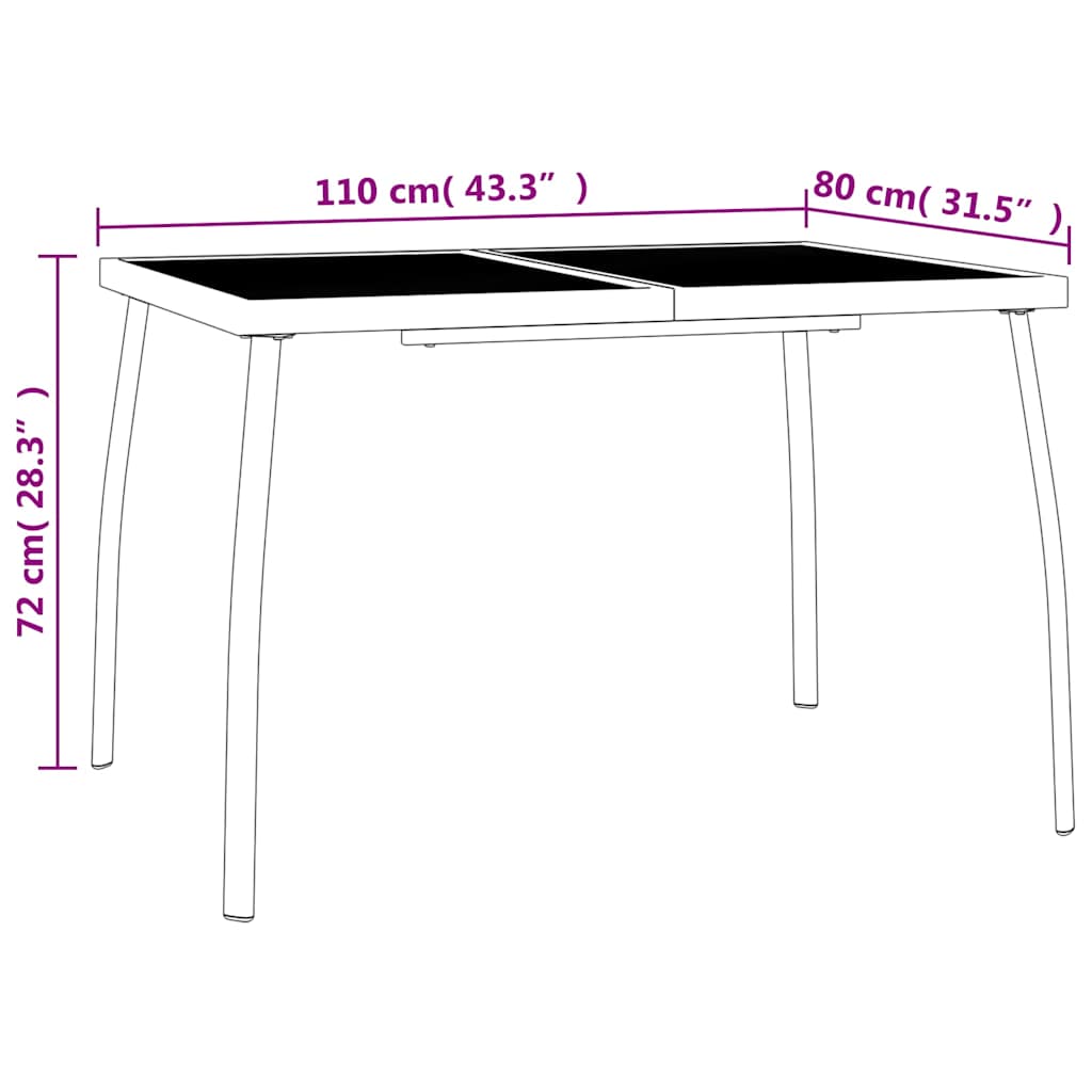 Ensemble à manger de jardin 3 pcs anthracite acier