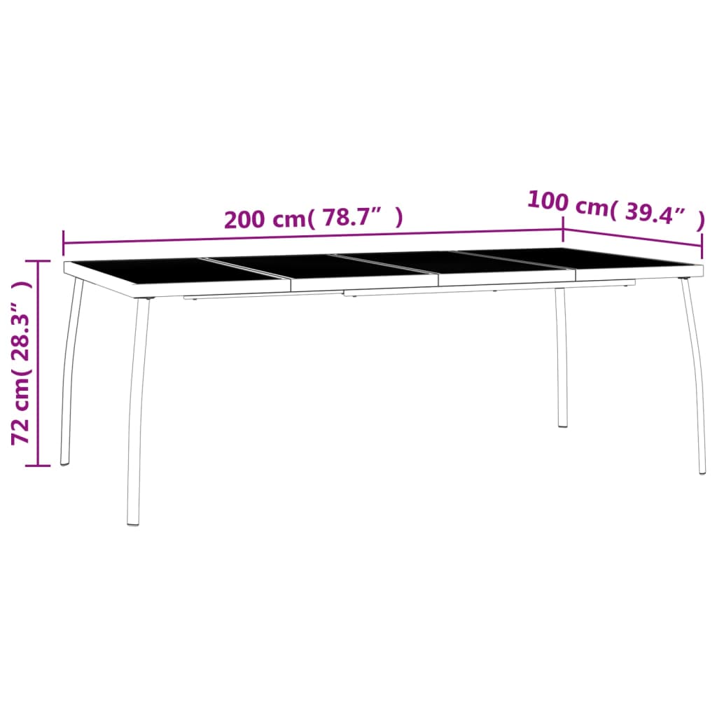 Ensemble à manger de jardin 7 pcs anthracite acier