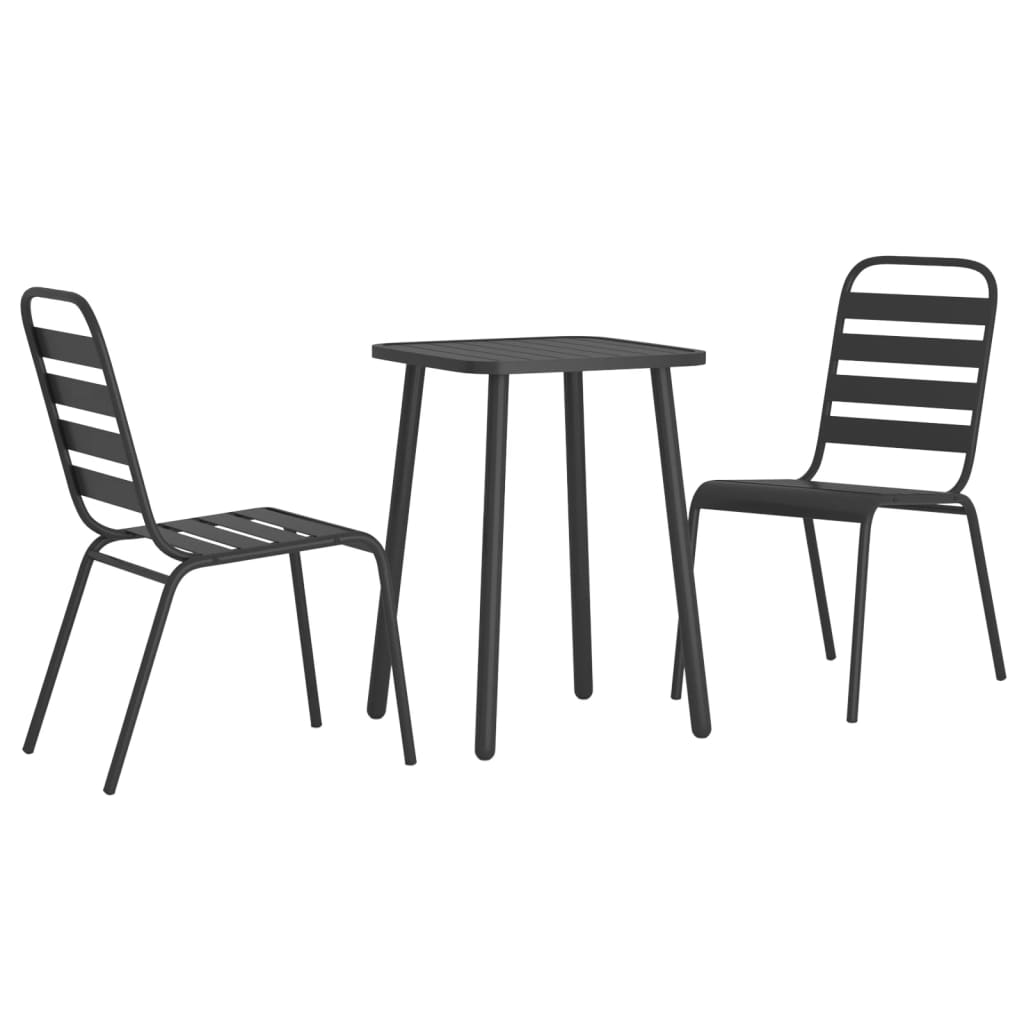 Ensemble à manger de jardin 3 pcs anthracite acier