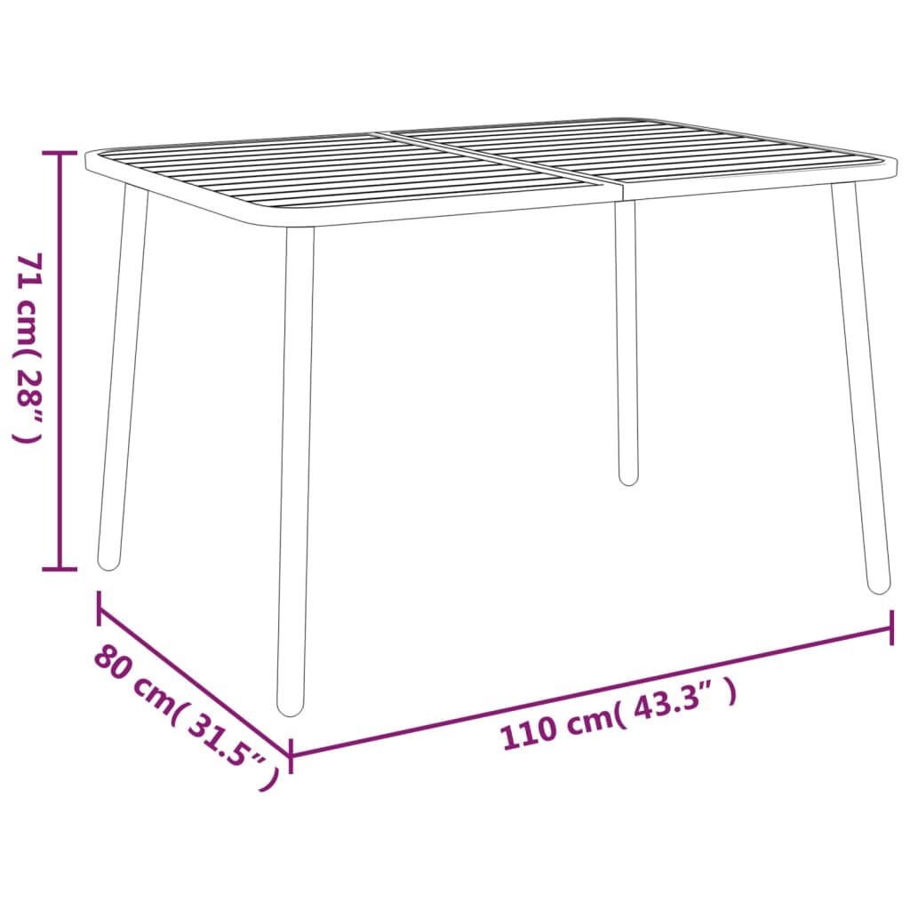 Ensemble à manger de jardin 7 pcs anthracite acier