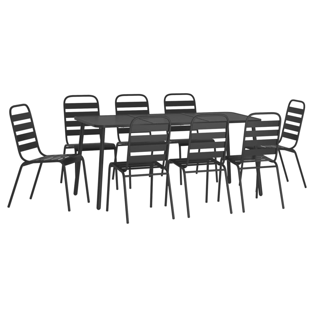Ensemble à manger de jardin 9 pcs anthracite acier