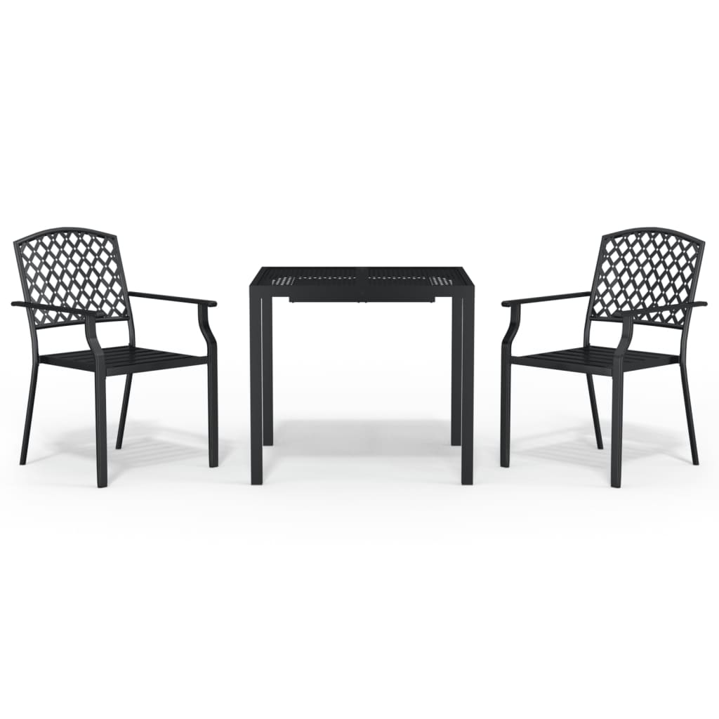 Ensemble à manger de jardin 3 pcs anthracite acier