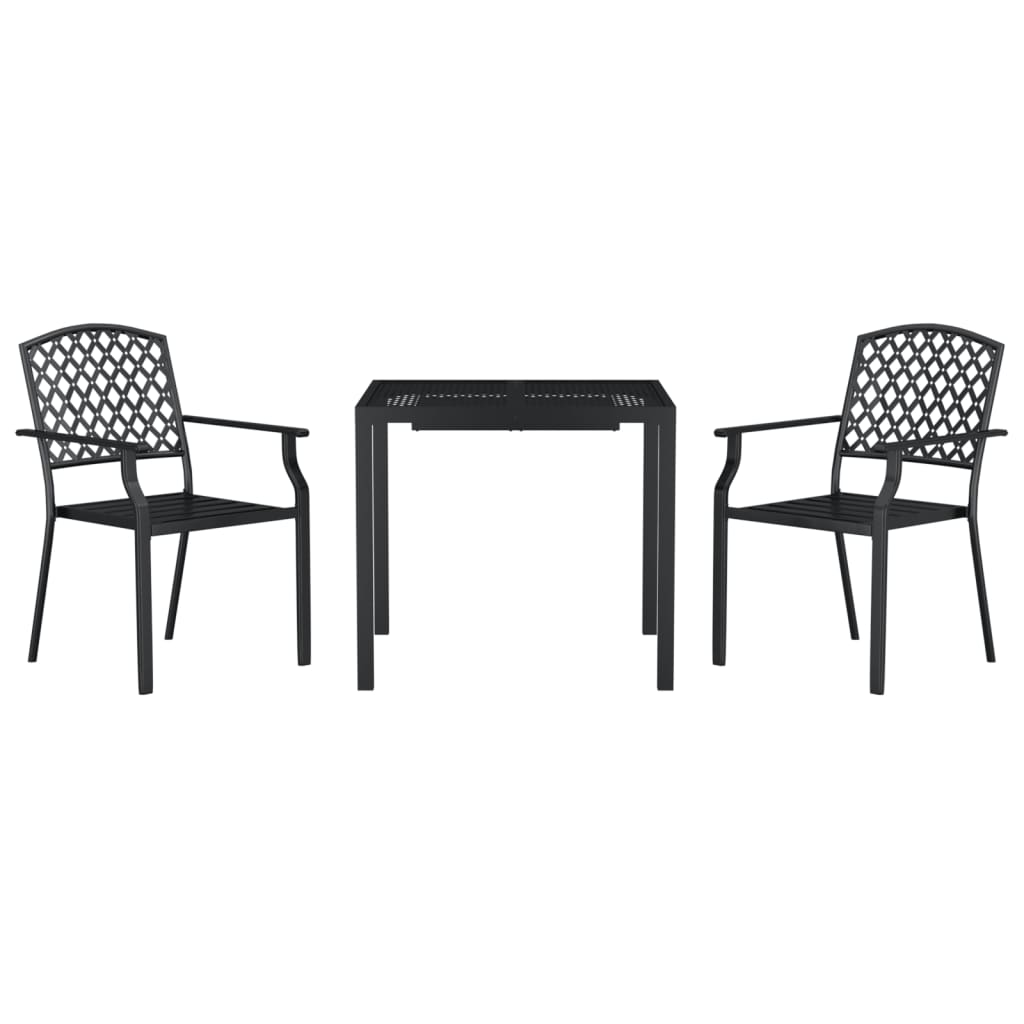 Ensemble à manger de jardin 3 pcs anthracite acier