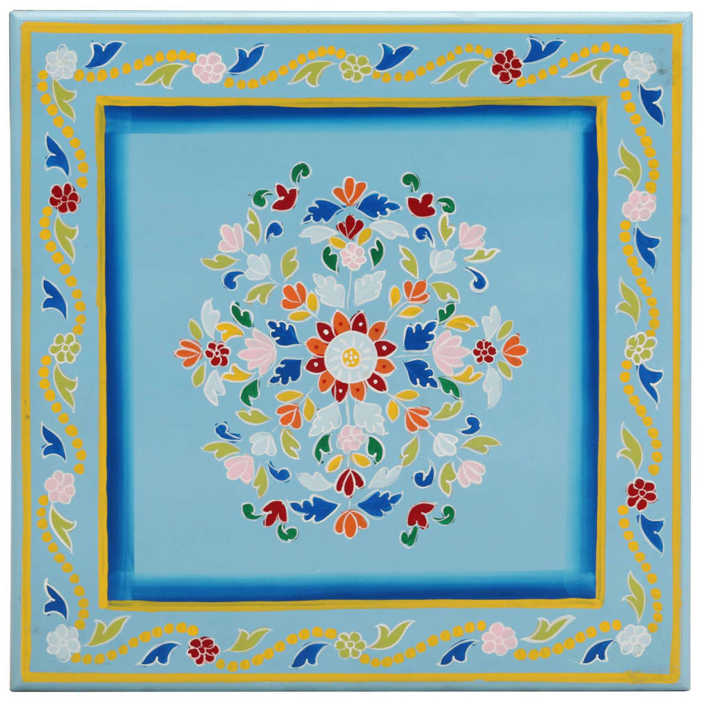 Table basse turquoise bois de manguier massif peint à la main - XIOS