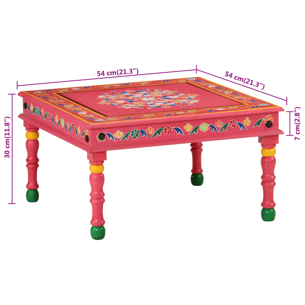 Table basse rose bois de manguier massif peint à la main - XIOS