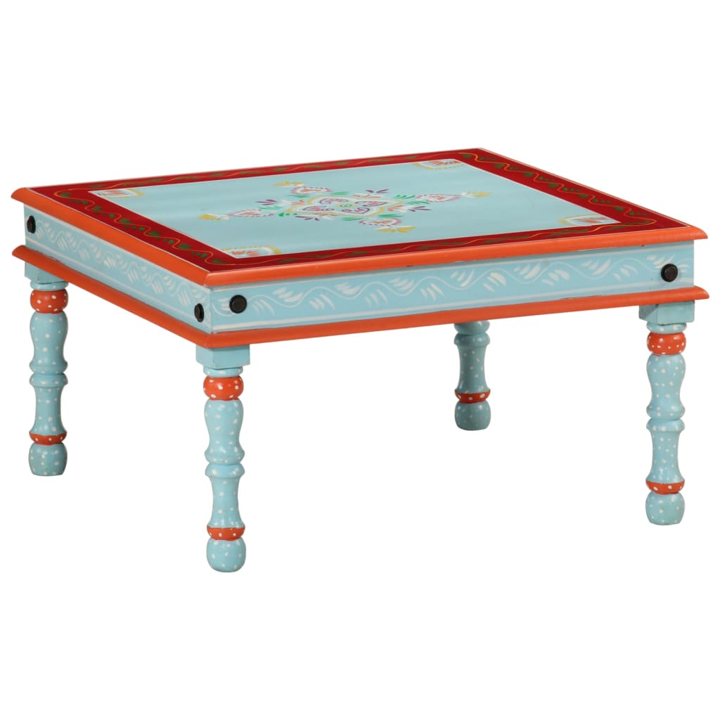 Table basse bleu bois de manguier massif peint à la main - XIOS
