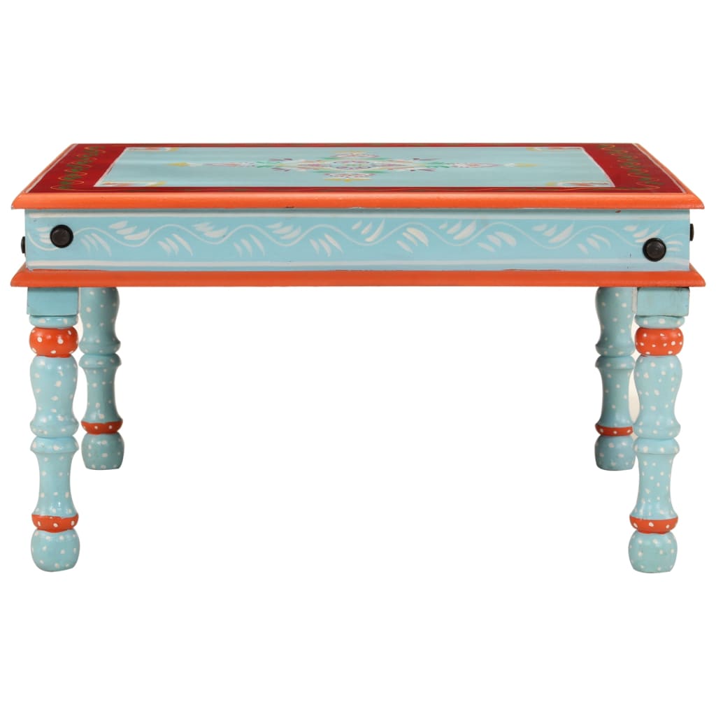 Table basse bleu bois de manguier massif peint à la main - XIOS