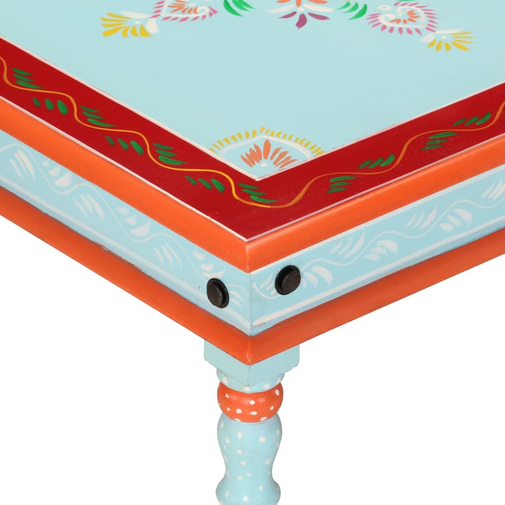 Table basse bleu bois de manguier massif peint à la main - XIOS