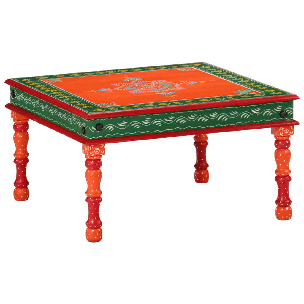Table basse orange bois de manguier massif peint à la main - XIOS