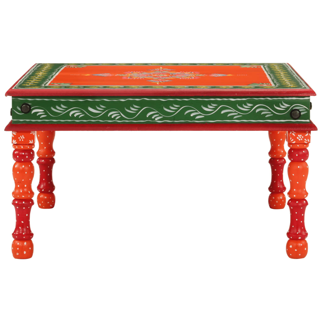 Table basse orange bois de manguier massif peint à la main - XIOS