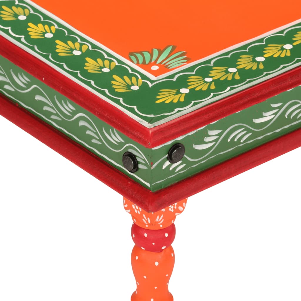 Table basse orange bois de manguier massif peint à la main - XIOS