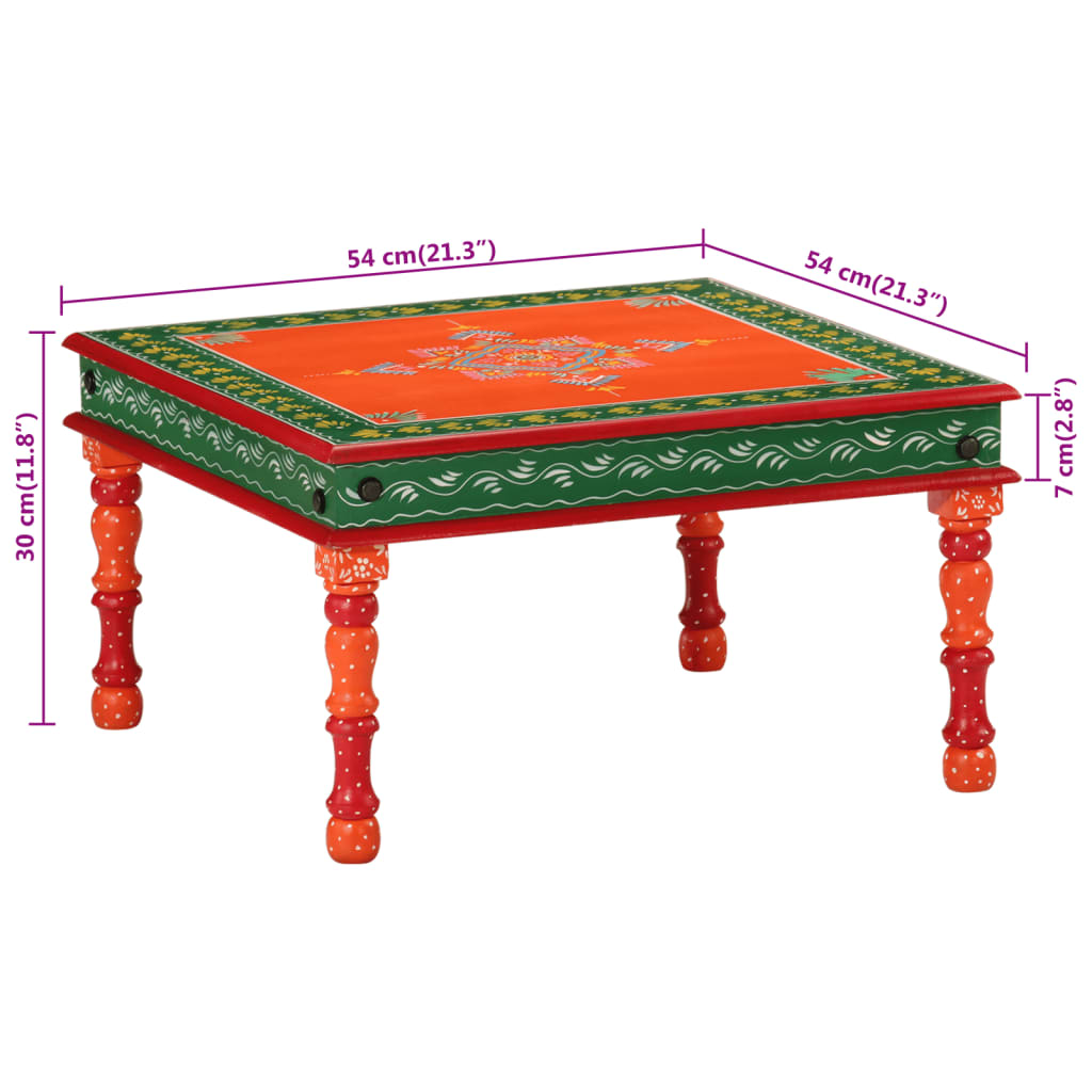 Table basse orange bois de manguier massif peint à la main - XIOS