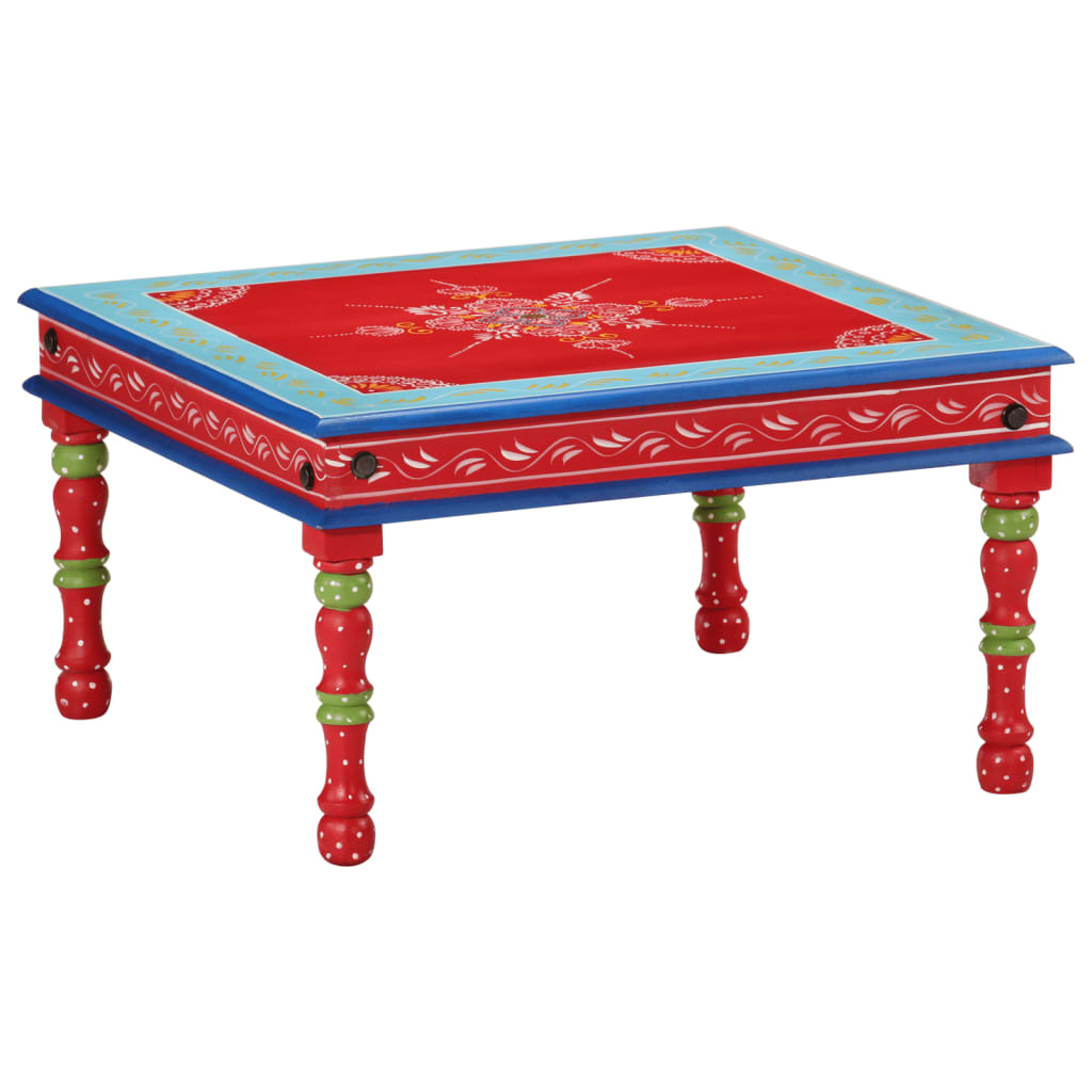 Table basse rouge bois de manguier massif peint à la main - XIOS