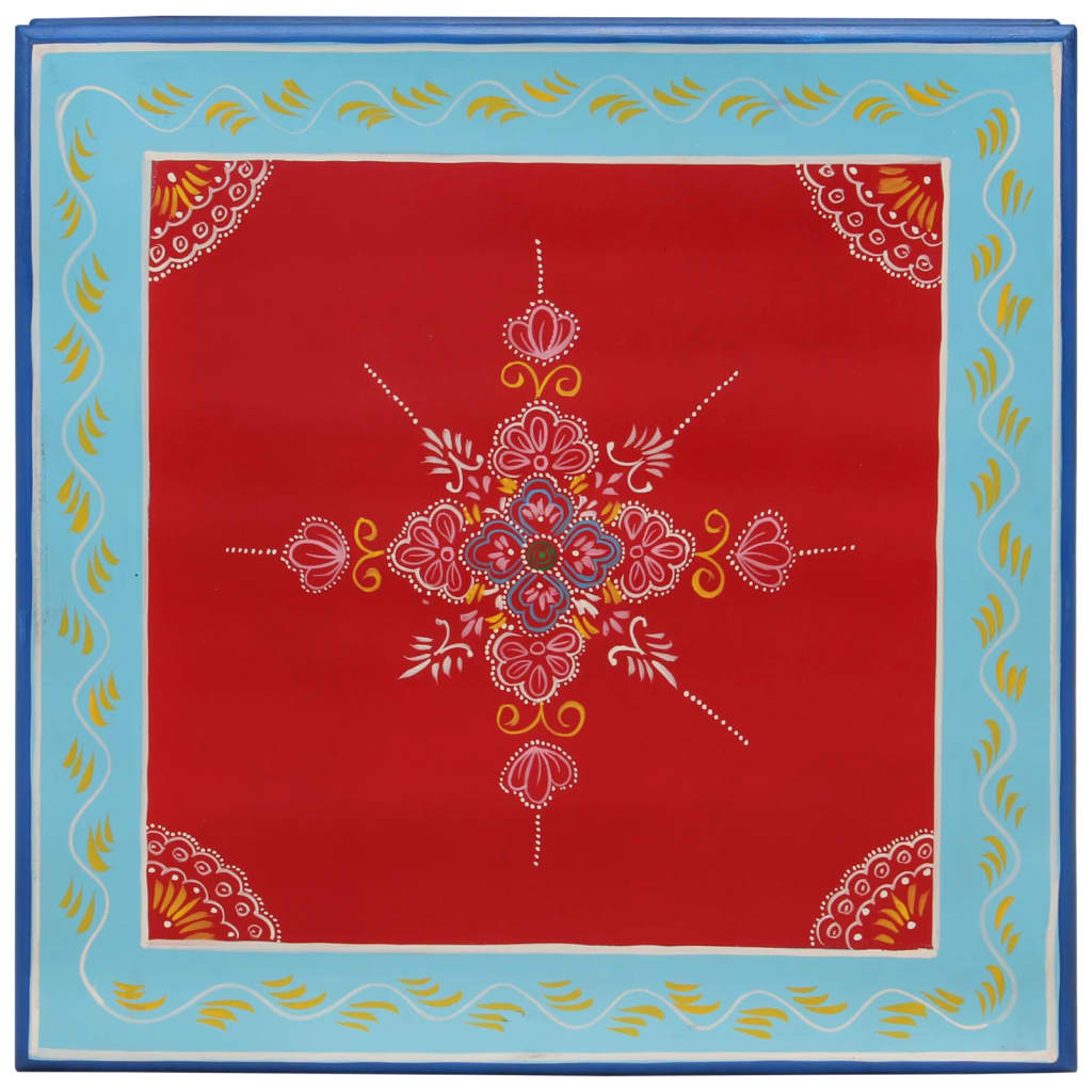 Table basse rouge bois de manguier massif peint à la main - XIOS